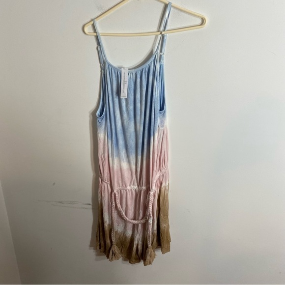 Venus Tie Dye Romper NEW 1X Belted Shorts One Piece Blue Brown Ombré Pink - Picture 3 of 8